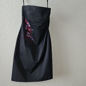 Express Black Floral Embroidered Dress – Size 9/10